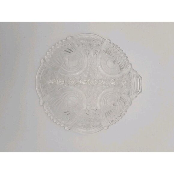 Vintage Indiana Killarney Crystal Clear Glass Divided Dish With Handle 8 Inch - Picture 4 of 9